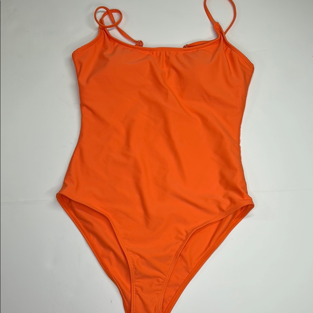 Vibrant Orange Women's One Piece Swimsuit. Size M.